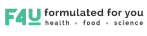 F4U logo with the text 'formulated for you' and 'health food science' in green and black on a white background.